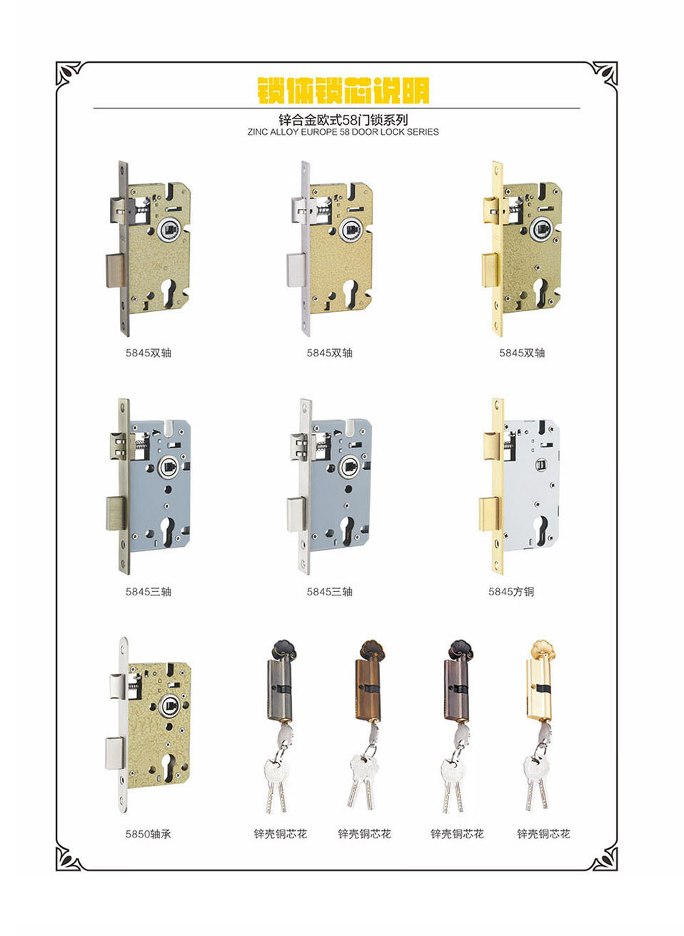 鋅合金歐式58門鎖系列